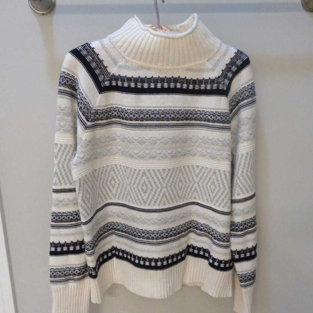 White CHAPS Mock Turtleneck Knit Sweater